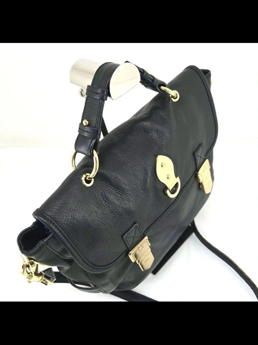 Mulberry Black Leather Satchel with Gold Hardware